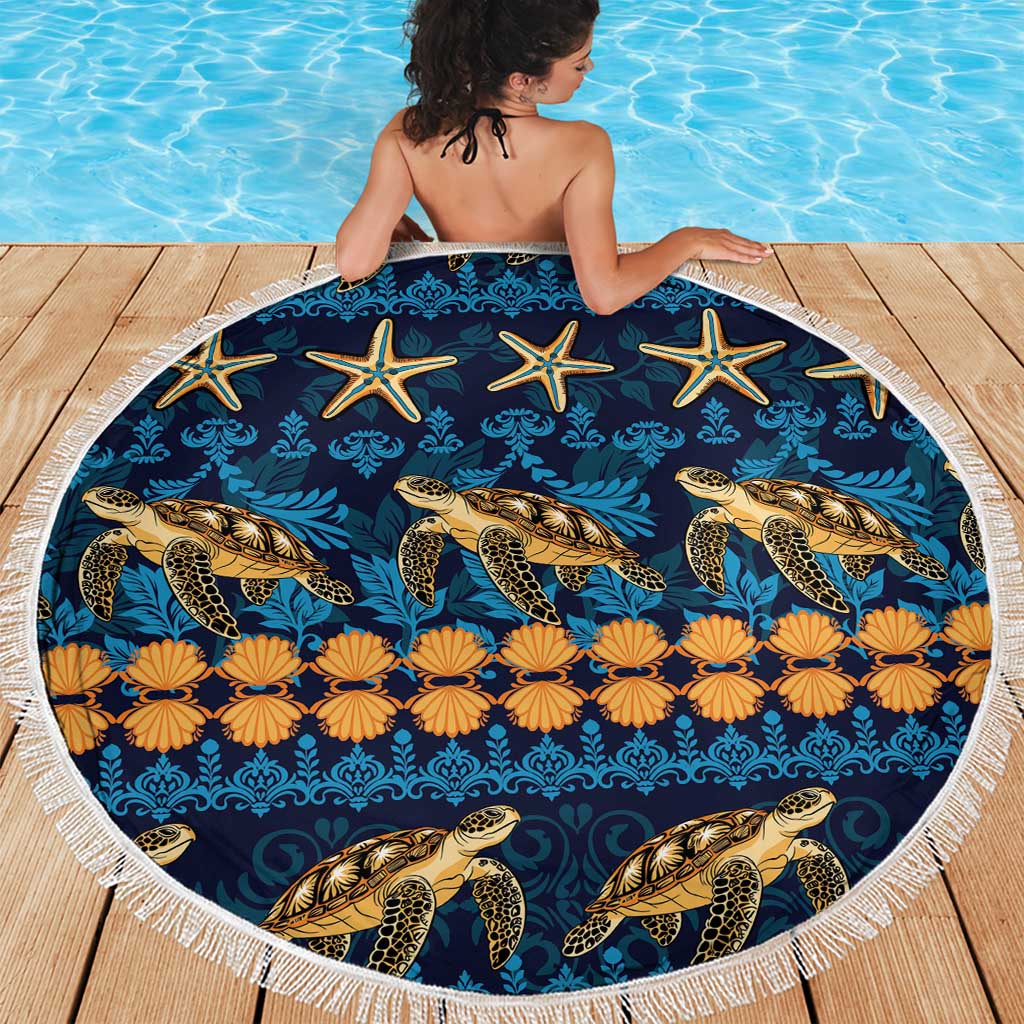 Hawaii Turtles Starfish Unique Pattern Beach Blanket - Polynesian Pride