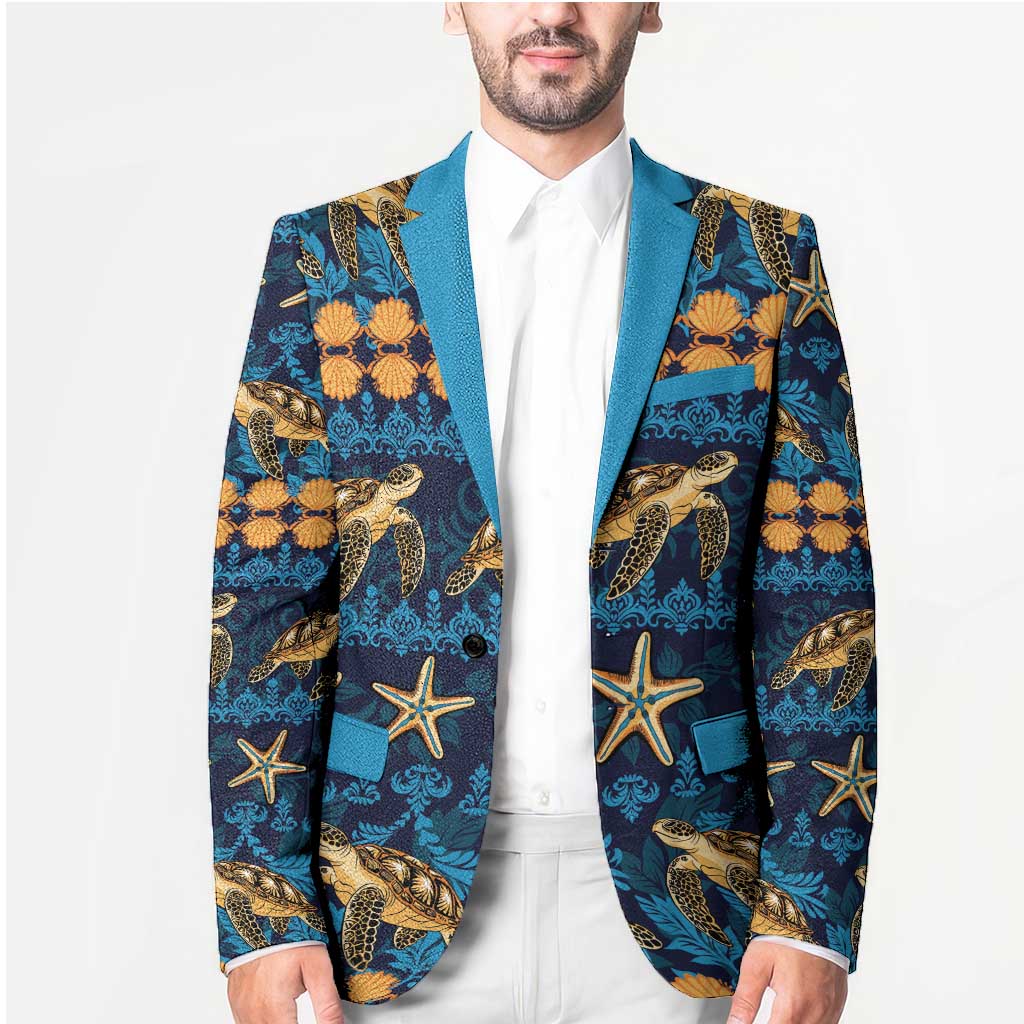 Hawaii Turtles Starfish Unique Pattern Blazer - Polynesian Pride