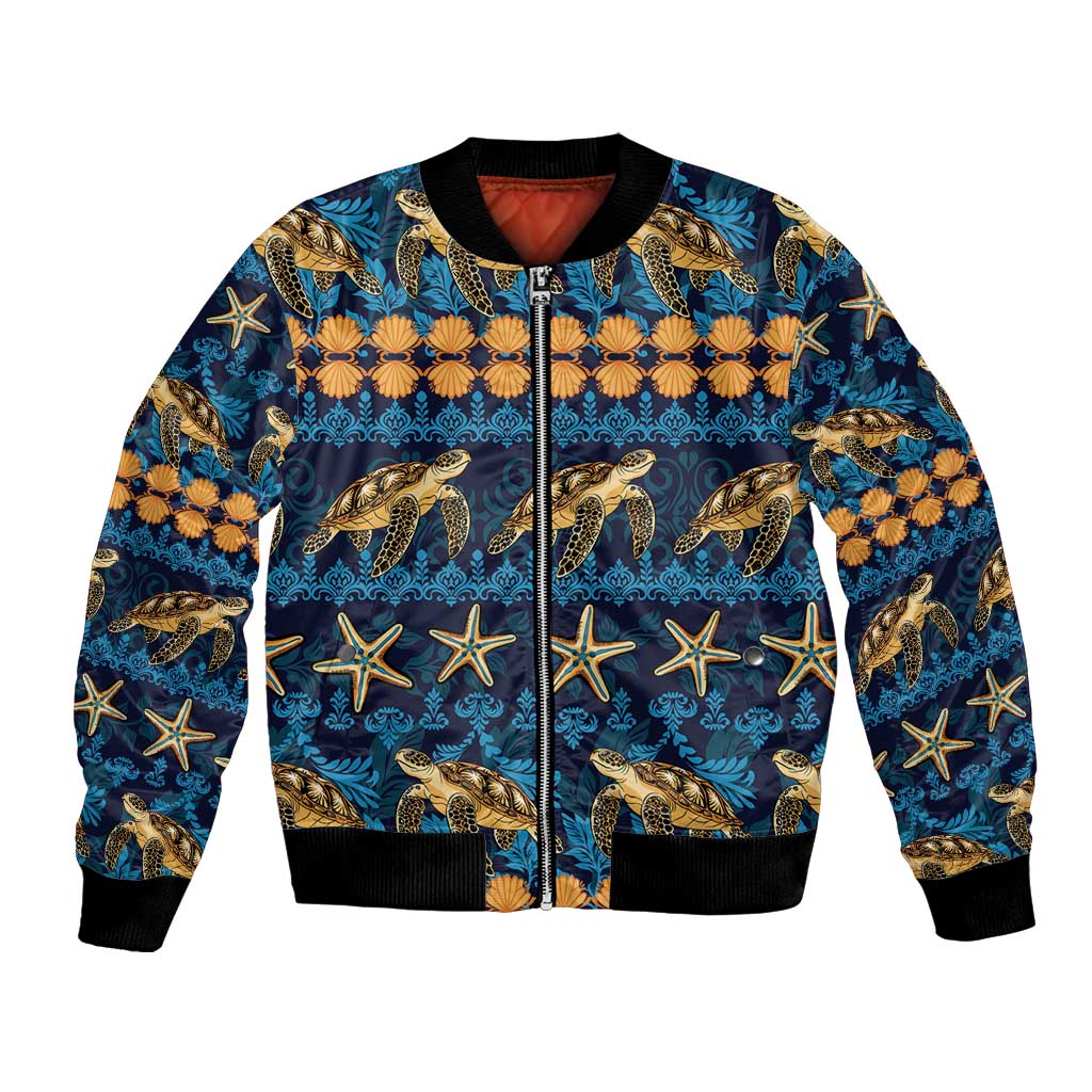 Hawaii Turtles Starfish Unique Pattern Bomber Jacket - Polynesian Pride