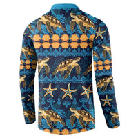 Hawaii Turtles Starfish Unique Pattern Button Sweatshirt - Polynesian Pride