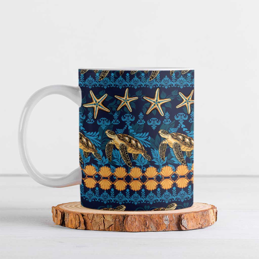 Hawaii Turtles Starfish Unique Pattern Ceramic Mug - Polynesian Pride