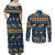 Hawaii Turtles Starfish Unique Pattern Couples Matching Off Shoulder Maxi Dress and Long Sleeve Button Shirt - Polynesian Pride