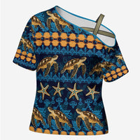 Hawaii Turtles Starfish Unique Pattern Cross Shoulder Shirt - Polynesian Pride