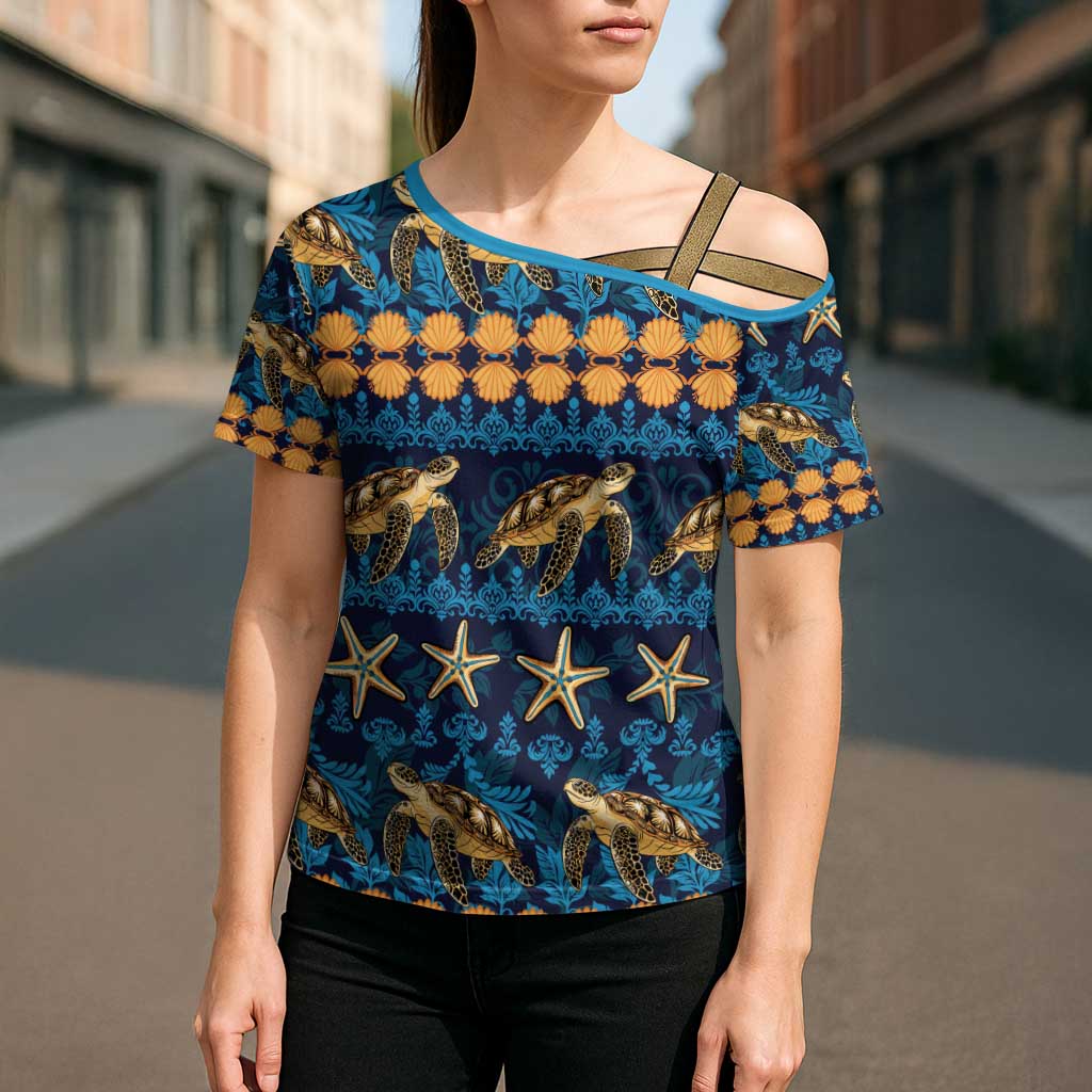 Hawaii Turtles Starfish Unique Pattern Cross Shoulder Shirt - Polynesian Pride