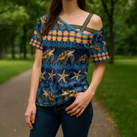 Hawaii Turtles Starfish Unique Pattern Cross Shoulder Shirt - Polynesian Pride
