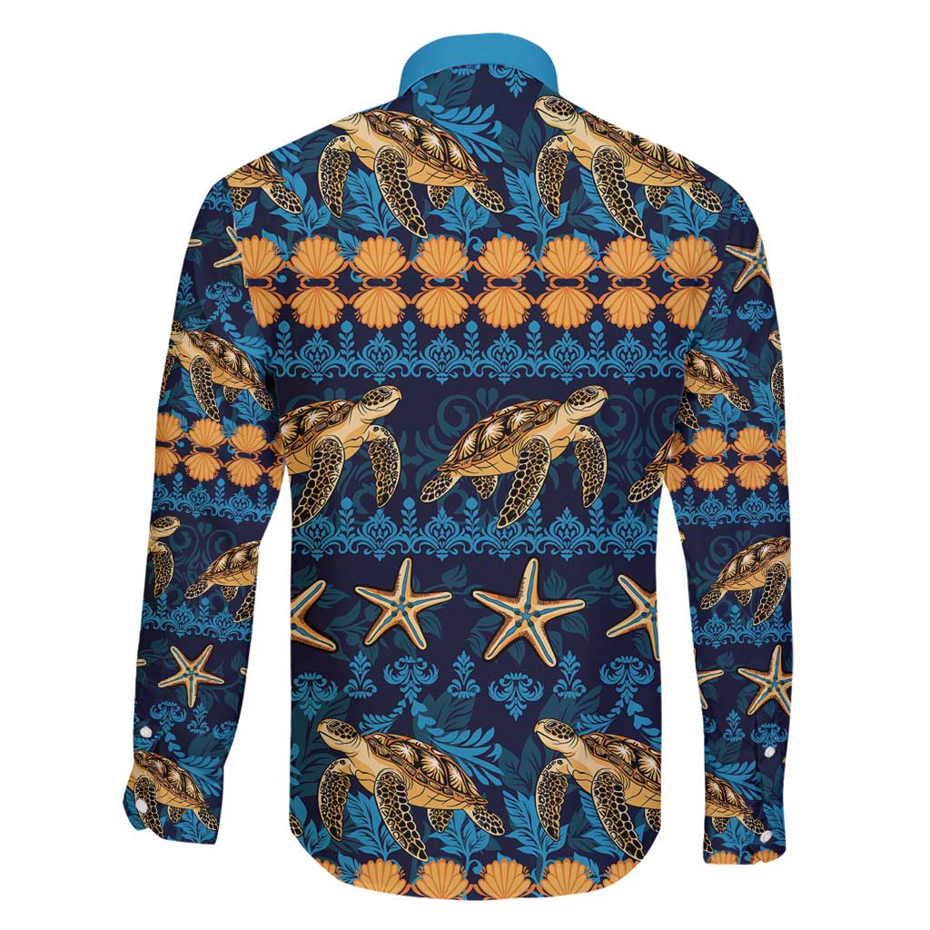Hawaii Turtles Starfish Unique Pattern Family Matching Short Sleeve Bodycon Dress and Hawaiian Shirt - Polynesian Pride
