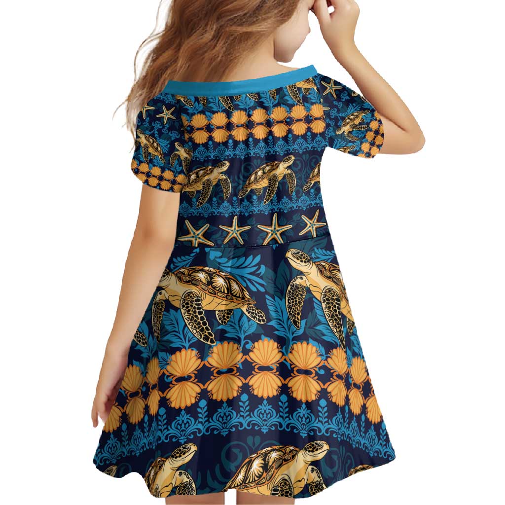 Hawaii Turtles Starfish Unique Pattern Family Matching Summer Maxi Dress and Hawaiian Shirt - Polynesian Pride