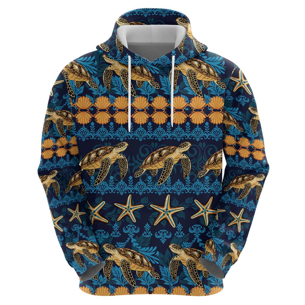 Hawaii Turtles Starfish Unique Pattern Hoodie - Polynesian Pride