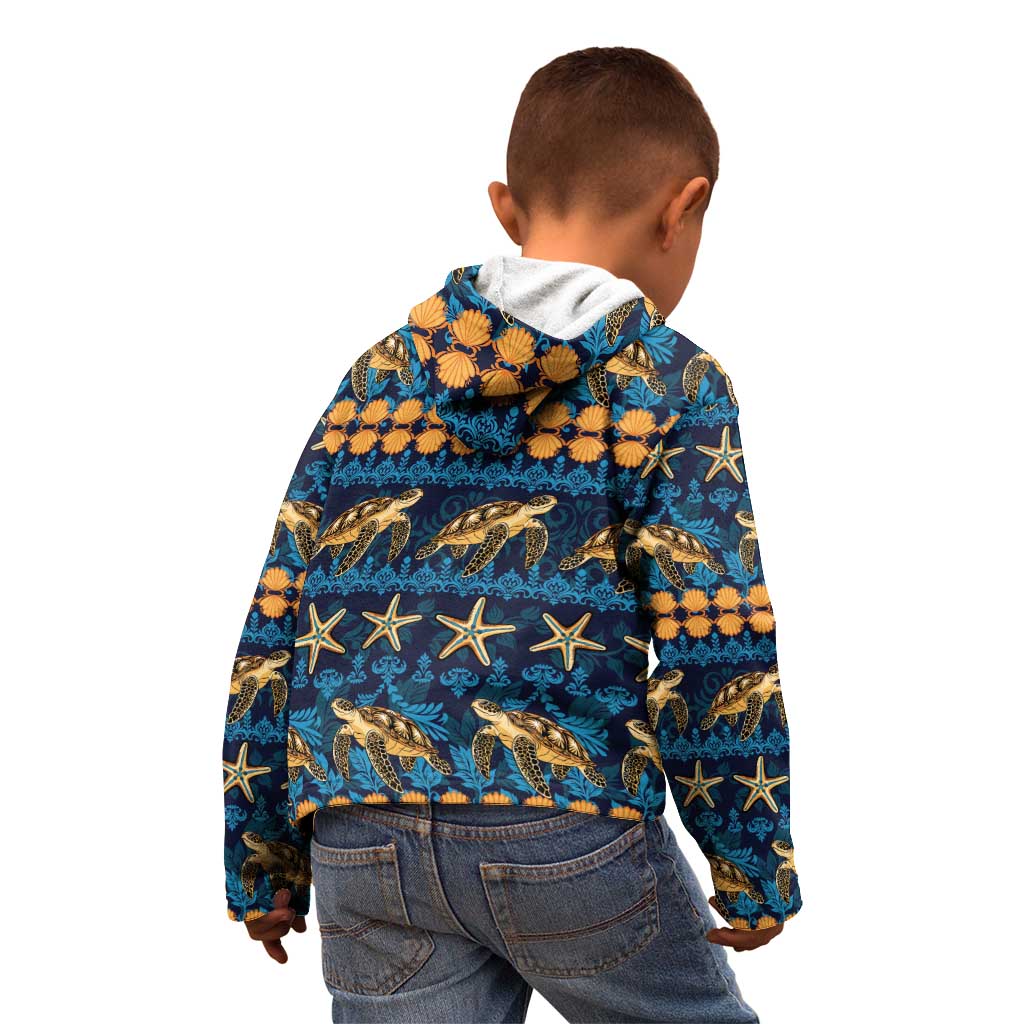 Hawaii Turtles Starfish Unique Pattern Kid Hoodie - Polynesian Pride