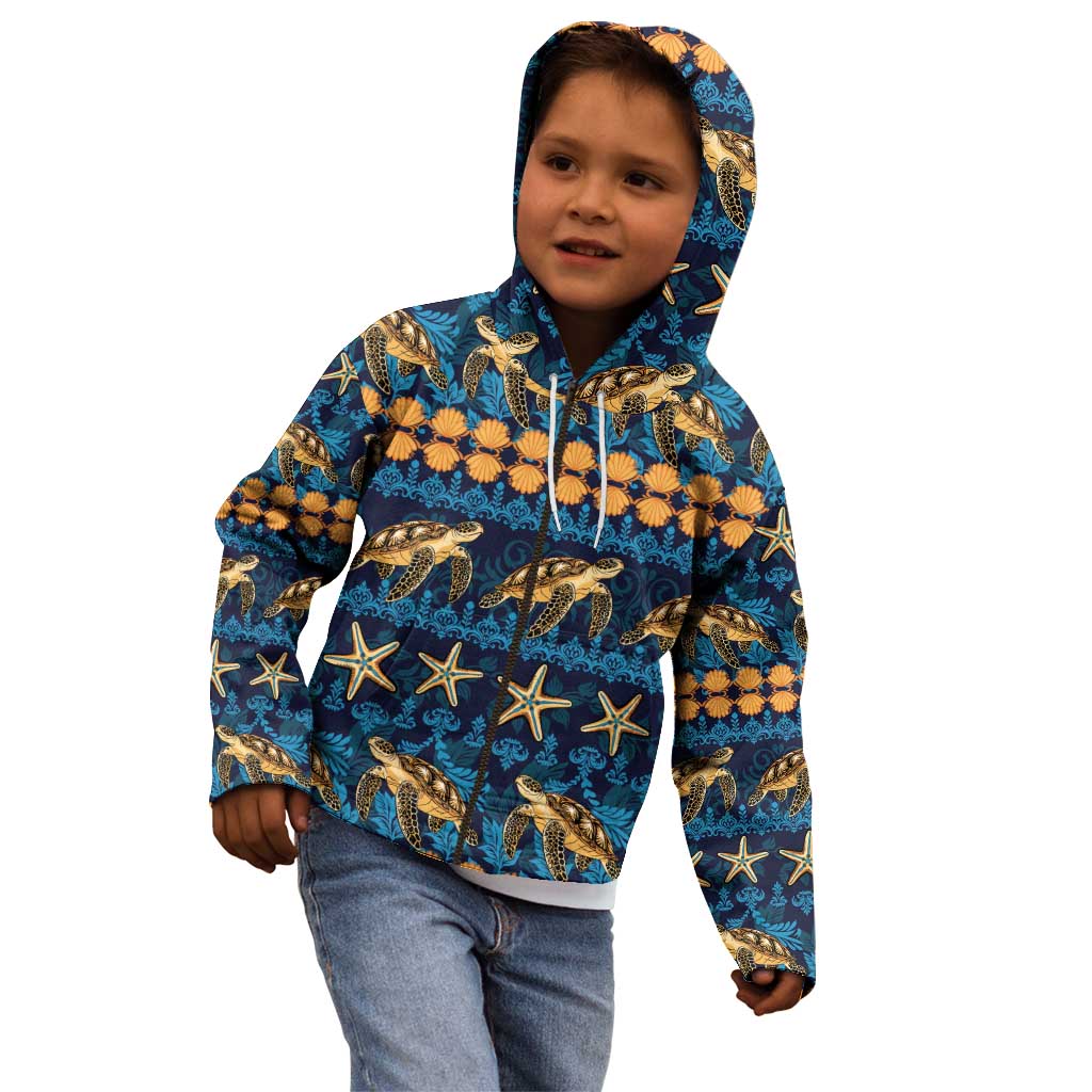 Hawaii Turtles Starfish Unique Pattern Kid Hoodie - Polynesian Pride