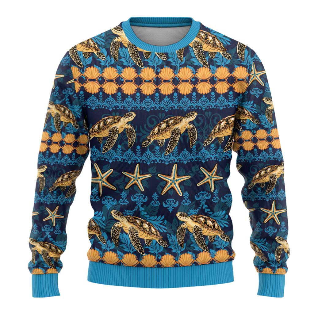 Hawaii Turtles Starfish Unique Pattern Ugly Christmas Sweater - Polynesian Pride