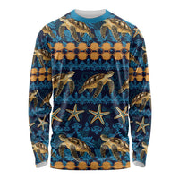 Hawaii Turtles Starfish Unique Pattern Long Sleeve Shirt - Polynesian Pride