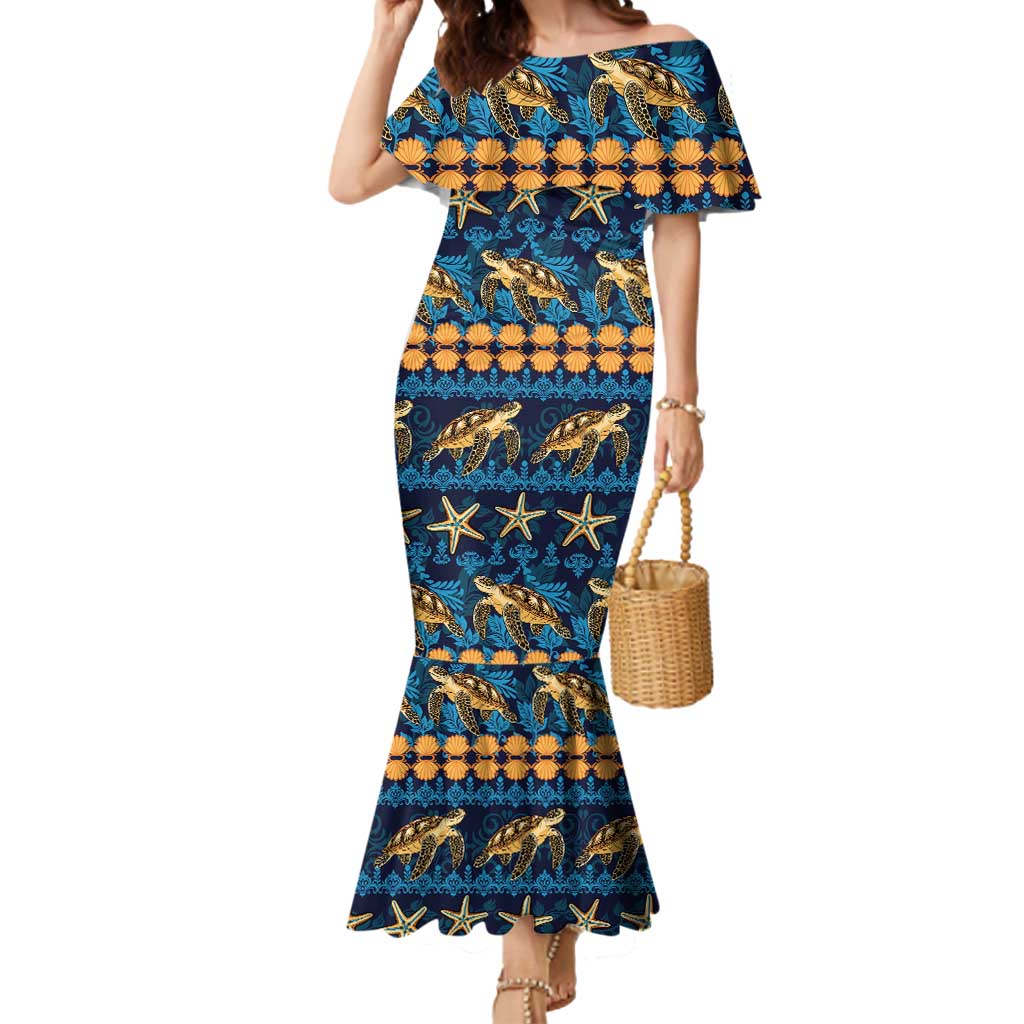 Hawaii Turtles Starfish Unique Pattern Mermaid Dress - Polynesian Pride