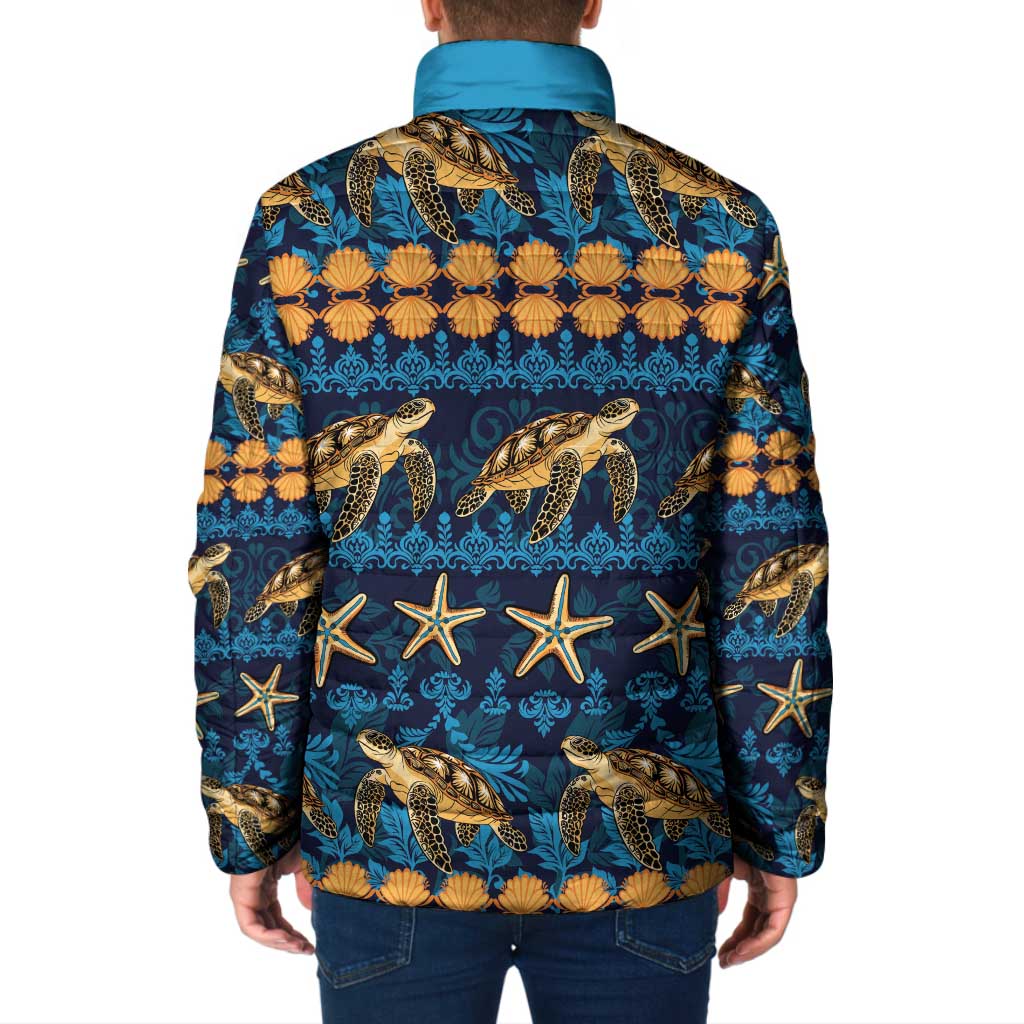 Hawaii Turtles Starfish Unique Pattern Padded Jacket - Polynesian Pride