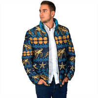 Hawaii Turtles Starfish Unique Pattern Padded Jacket - Polynesian Pride