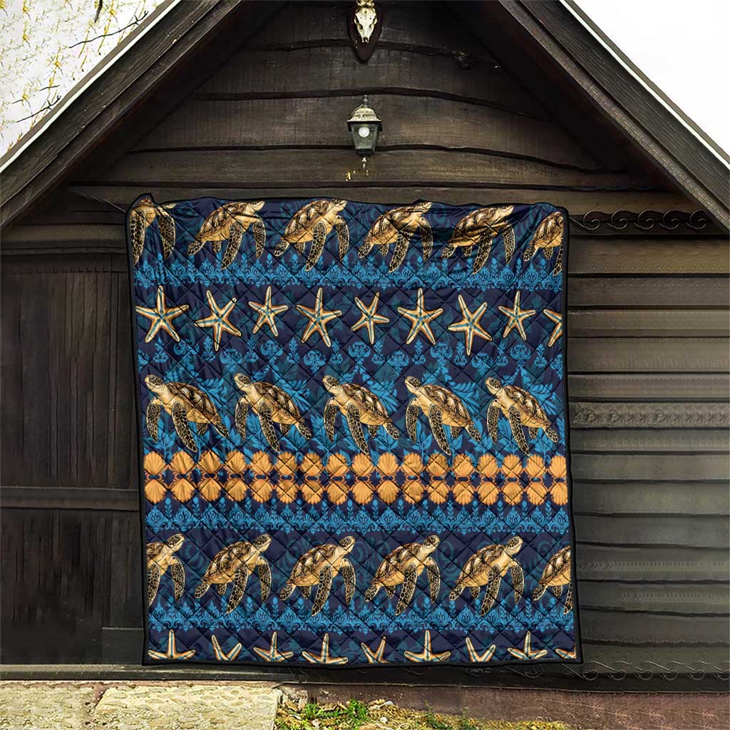 Hawaii Turtles Starfish Unique Pattern Quilt - Polynesian Pride