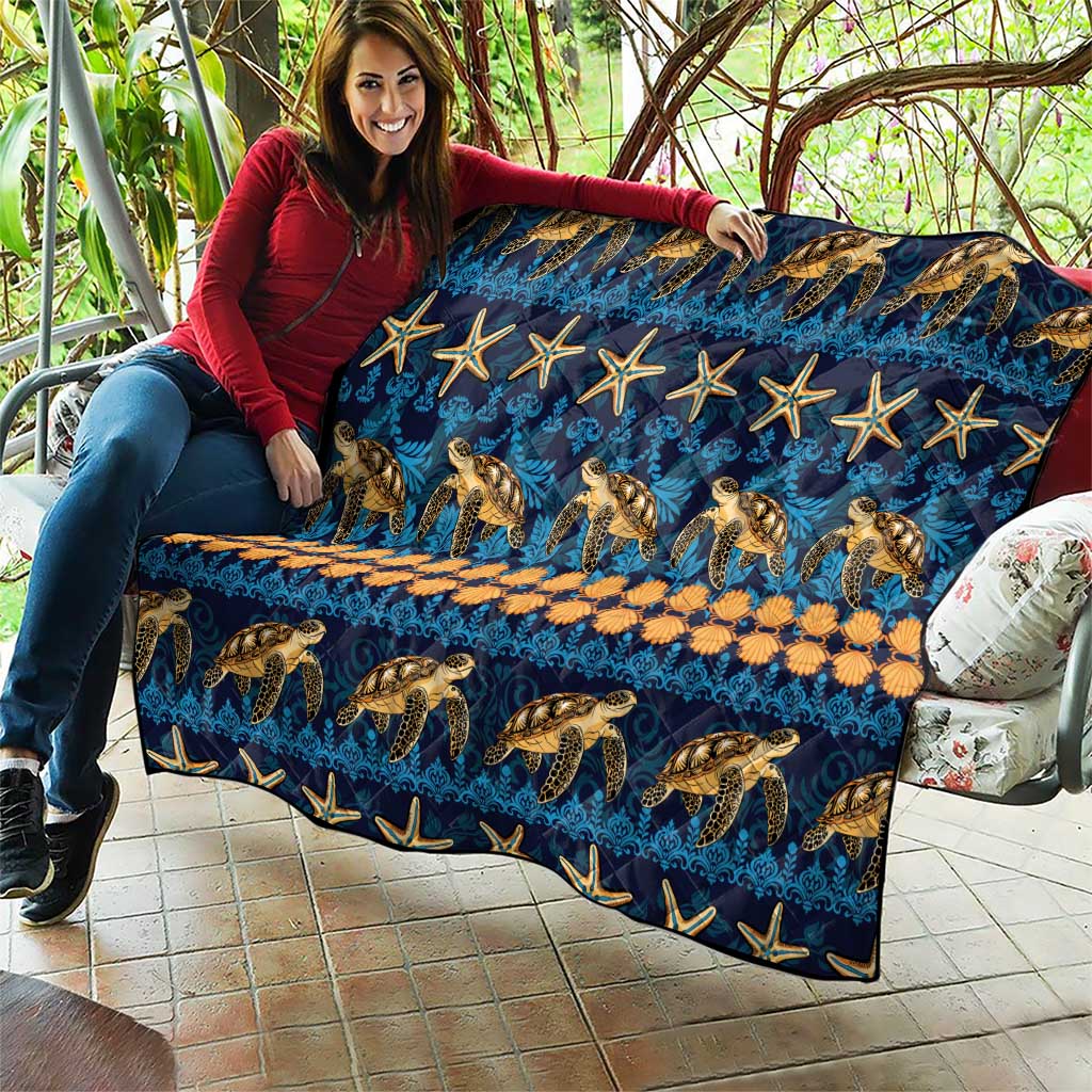 Hawaii Turtles Starfish Unique Pattern Quilt - Polynesian Pride