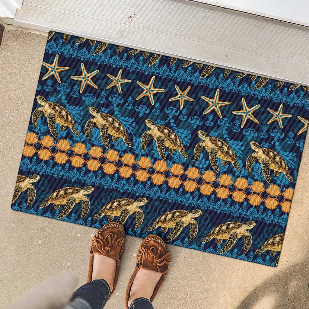 Hawaii Turtles Starfish Unique Pattern Rubber Doormat - Polynesian Pride