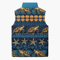 Hawaii Turtles Starfish Unique Pattern Sleeveless Puffer Jacket - Polynesian Pride