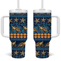 Hawaii Turtles Starfish Unique Pattern Tumbler With Handle - Polynesian Pride