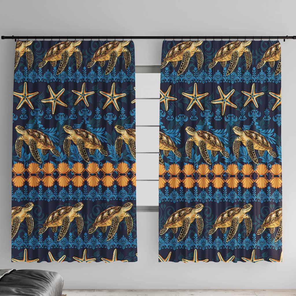Hawaii Turtles Starfish Unique Pattern Window Curtain - Polynesian Pride