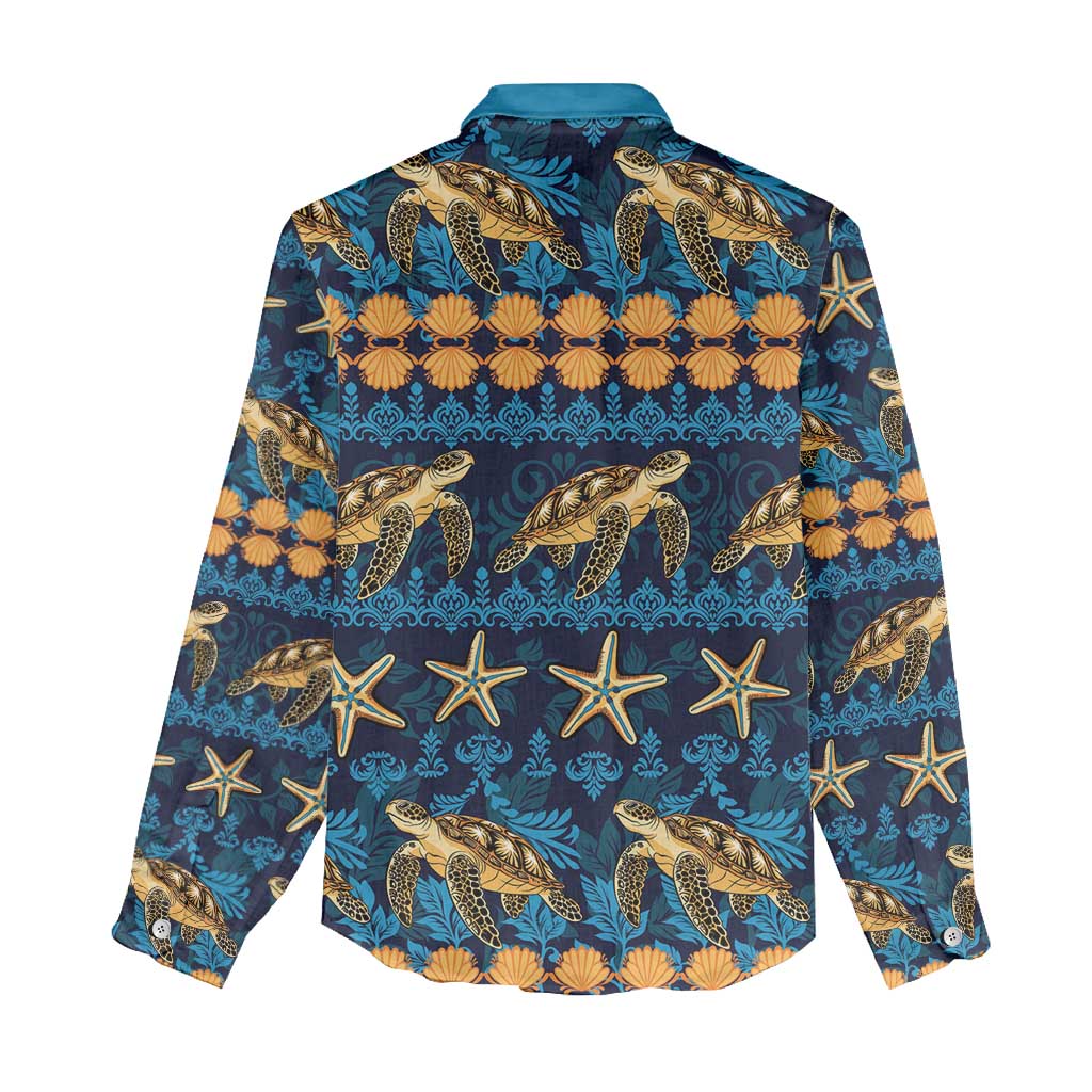Hawaii Turtles Starfish Unique Pattern Women Casual Shirt - Polynesian Pride