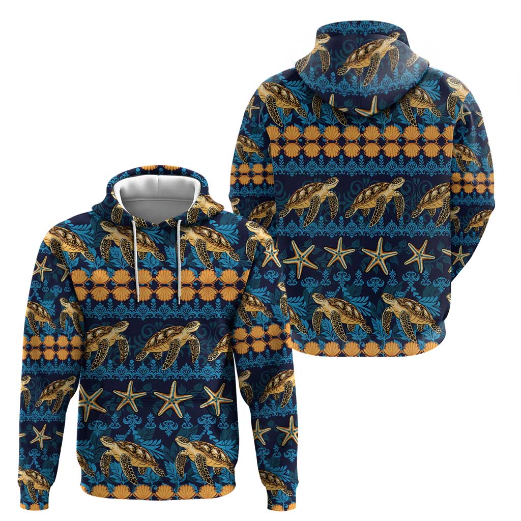 Hawaii Turtles Starfish Unique Pattern Zip Hoodie - Polynesian Pride