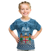 Fiji Rugby Kid T Shirt Fijian Go 2023 World Cup LT01 Blue - Polynesian Pride