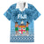 Custom Fiji Rugby Family Matching Puletasi Dress and Hawaiian Shirt Fijian Go 2023 World Cup LT01 Dad's Shirt - Short Sleeve Blue - Polynesian Pride