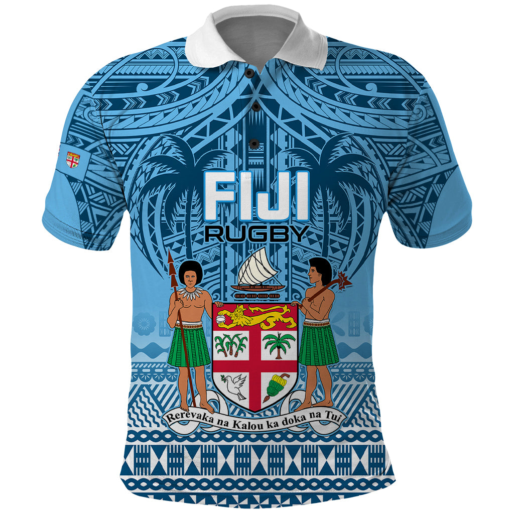 Custom Fiji Rugby Polo Shirt Fijian Go 2023 World Cup LT01 Blue - Polynesian Pride