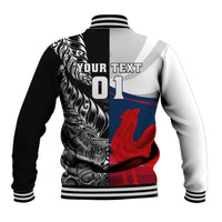 Custom New Zealand And France Rugby Baseball Jacket XV de France Kiwi Silver Fern 2023 World Cup LT01 - Polynesian Pride