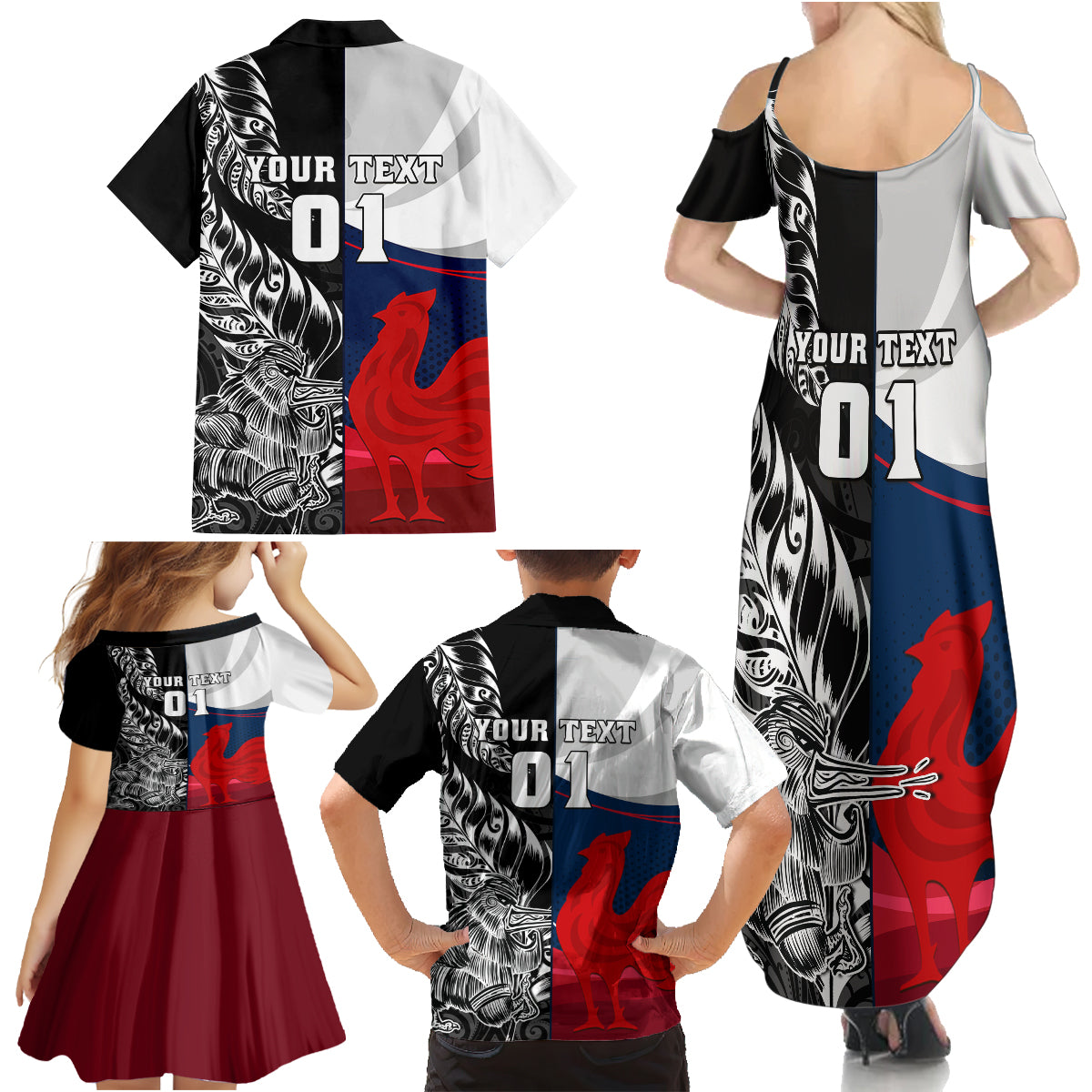 custom-new-zealand-and-france-rugby-family-matching-summer-maxi-dress-and-hawaiian-shirt-xv-de-france-kiwi-silver-fern-2023-world-cup