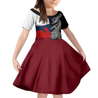 Custom New Zealand And France Rugby Kid Short Sleeve Dress XV de France Kiwi Silver Fern 2023 World Cup LT01 KID Black - Polynesian Pride