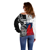 Custom New Zealand And France Rugby Off Shoulder Sweater XV de France Kiwi Silver Fern 2023 World Cup LT01 - Polynesian Pride