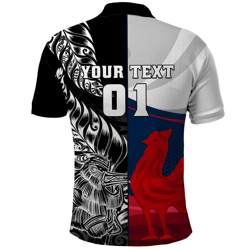 Custom New Zealand And France Rugby Polo Shirt XV de France Kiwi Silver Fern 2023 World Cup LT01 - Polynesian Pride