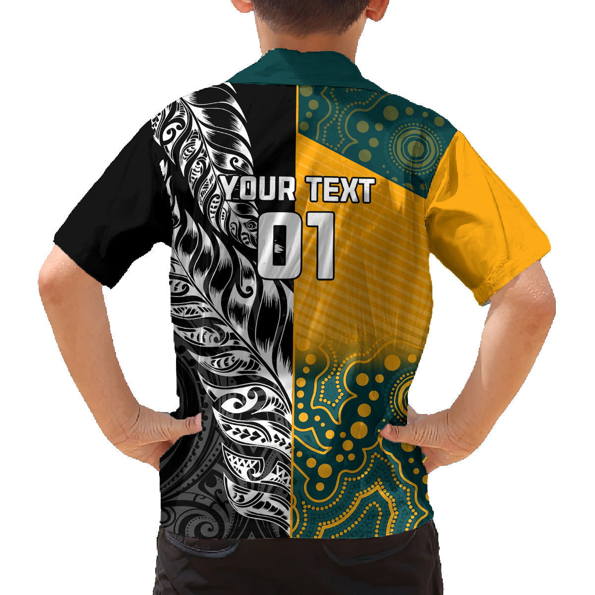 Custom New Zealand And Australia Rugby Family Matching Off Shoulder Maxi Dress and Hawaiian Shirt Wallabies Kiwi Silver Fern 2023 World Cup LT01 - Polynesian Pride
