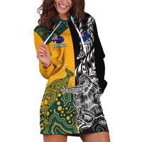 Custom New Zealand And Australia Rugby Hoodie Dress Wallabies Kiwi Silver Fern 2023 World Cup LT01 Black - Polynesian Pride