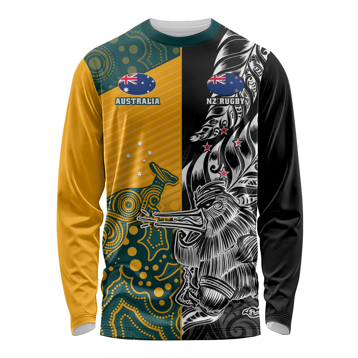 custom-new-zealand-and-ausrtralia-rugby-long-sleeve-shirt-wallabies-kiwi-silver-fern-2023-world-cup