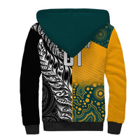 Custom New Zealand And Australia Rugby Sherpa Hoodie Wallabies Kiwi Silver Fern 2023 World Cup LT01 - Polynesian Pride
