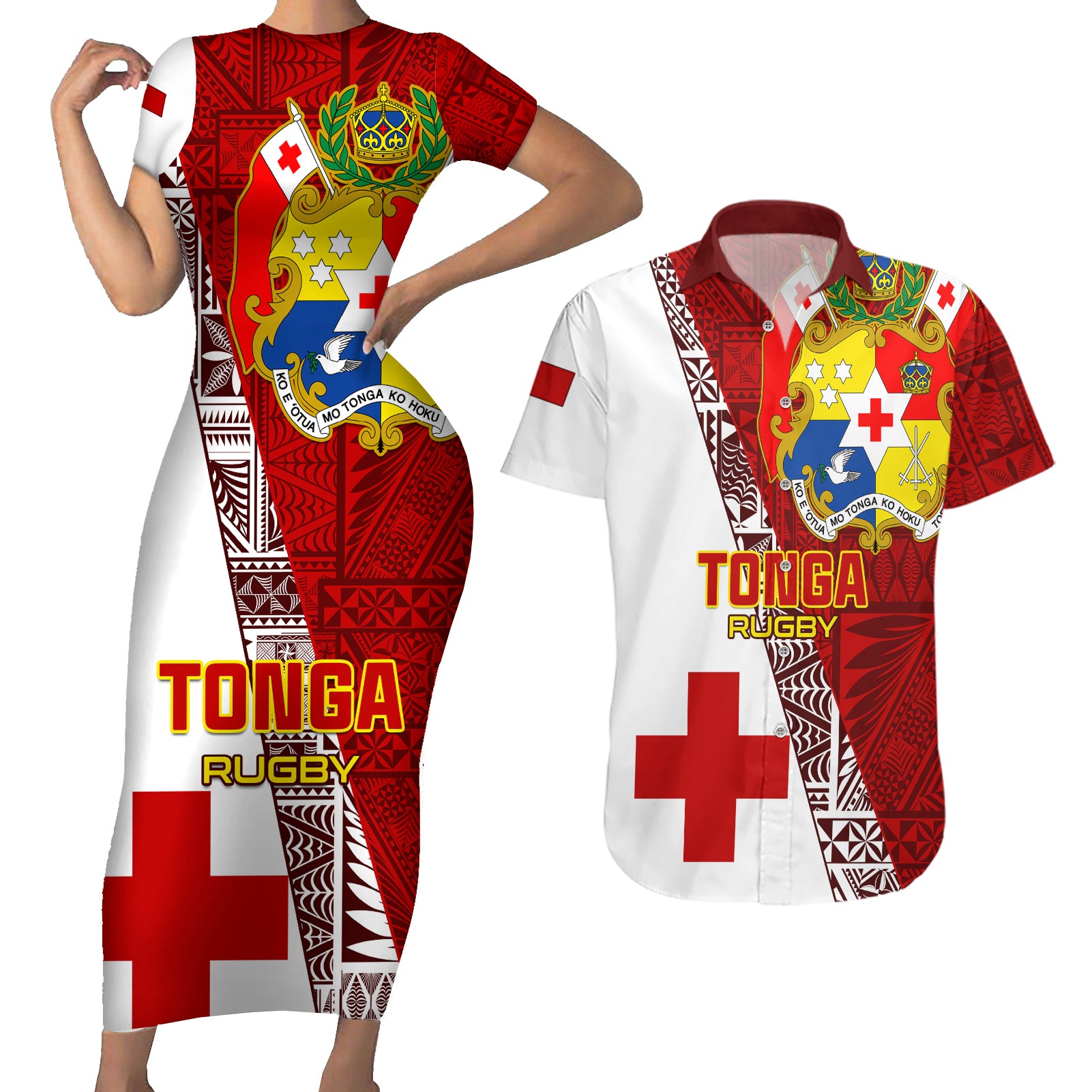 tonga-rugby-couples-matching-short-sleeve-bodycon-dress-and-hawaiian-shirt-tongan-go-2023-world-cup