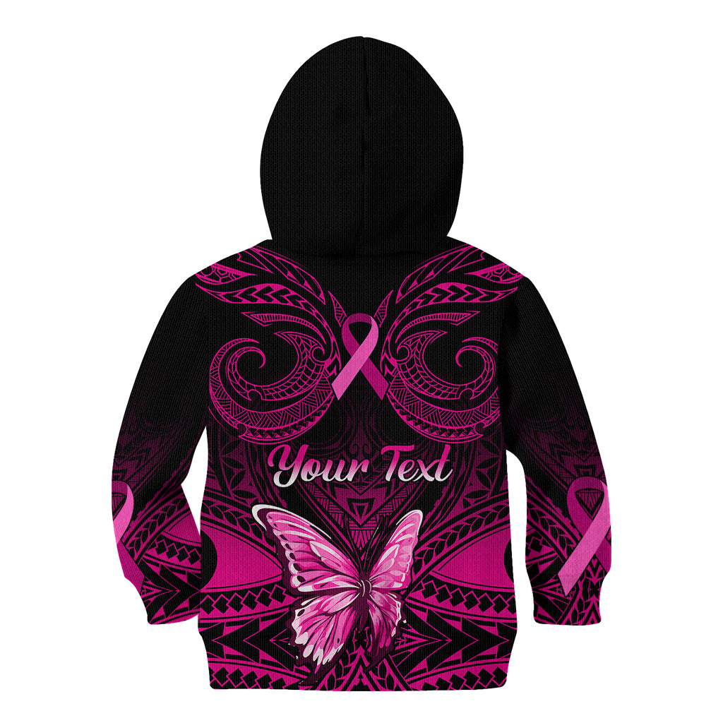 Personalised Pink Out Kid Hoodie Breast Cancer Awareness Polynesian Pattern Black Version LT01 - Polynesian Pride