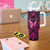 Personalised Pink Out Tumbler With Handle Breast Cancer Awareness Polynesian Pattern Black Version