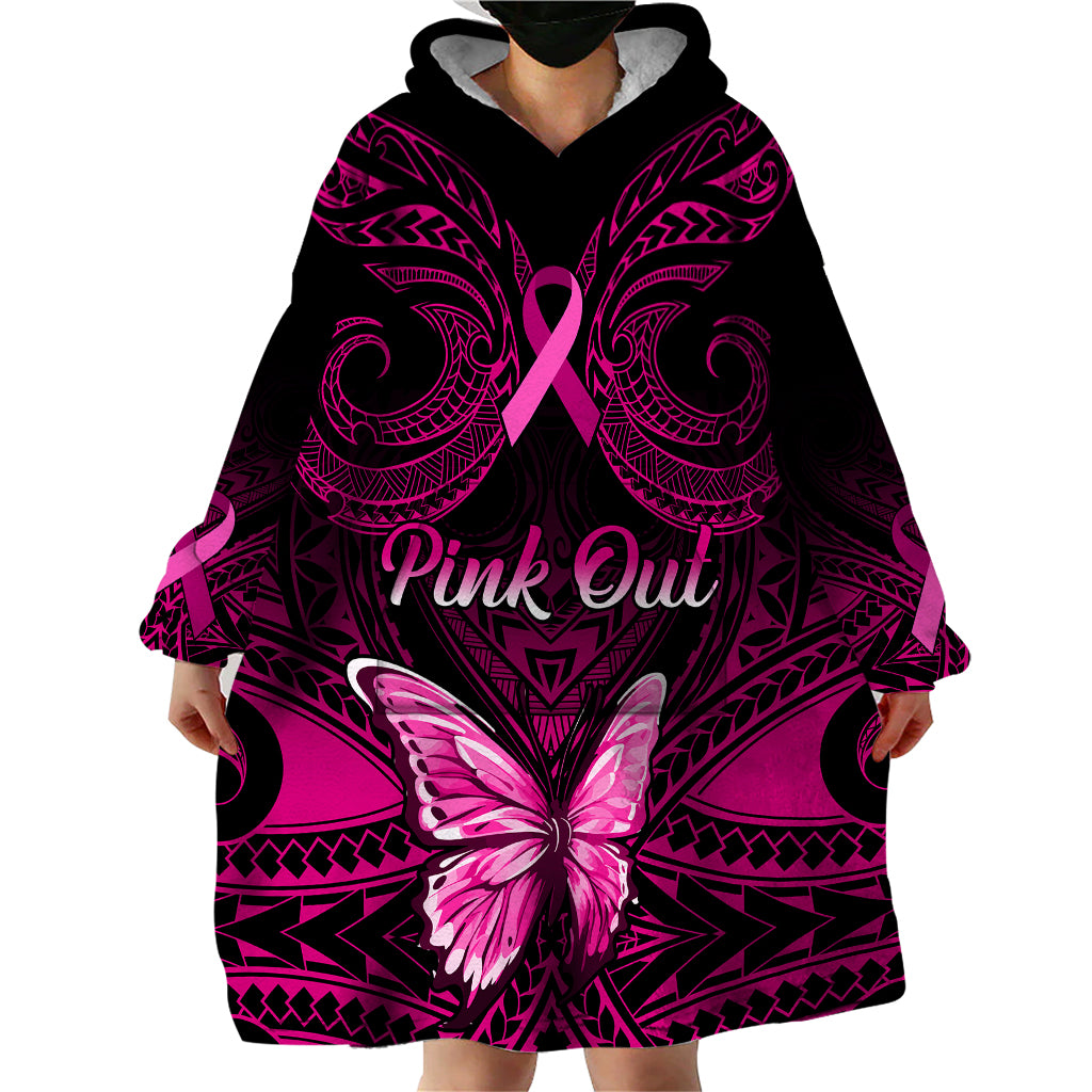 personalised-pink-out-wearable-blanket-hoodie-breast-cancer-awareness-polynesian-pattern-black-version