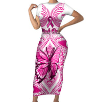 personalised-pink-out-family-matching-short-sleeve-bodycon-dress-and-hawaiian-shirt-breast-cancer-awareness-polynesian-pattern-white-version