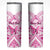 Personalised Pink Out Skinny Tumbler Breast Cancer Awareness Polynesian Pattern White Version