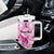 Personalised Pink Out Tumbler With Handle Breast Cancer Awareness Polynesian Pattern White Version