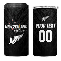 Custom Football New Zealand 4 in 1 Can Cooler Tumbler Aotearoa United Black Version LT01 One Size: 16 oz Black - Polynesian Pride