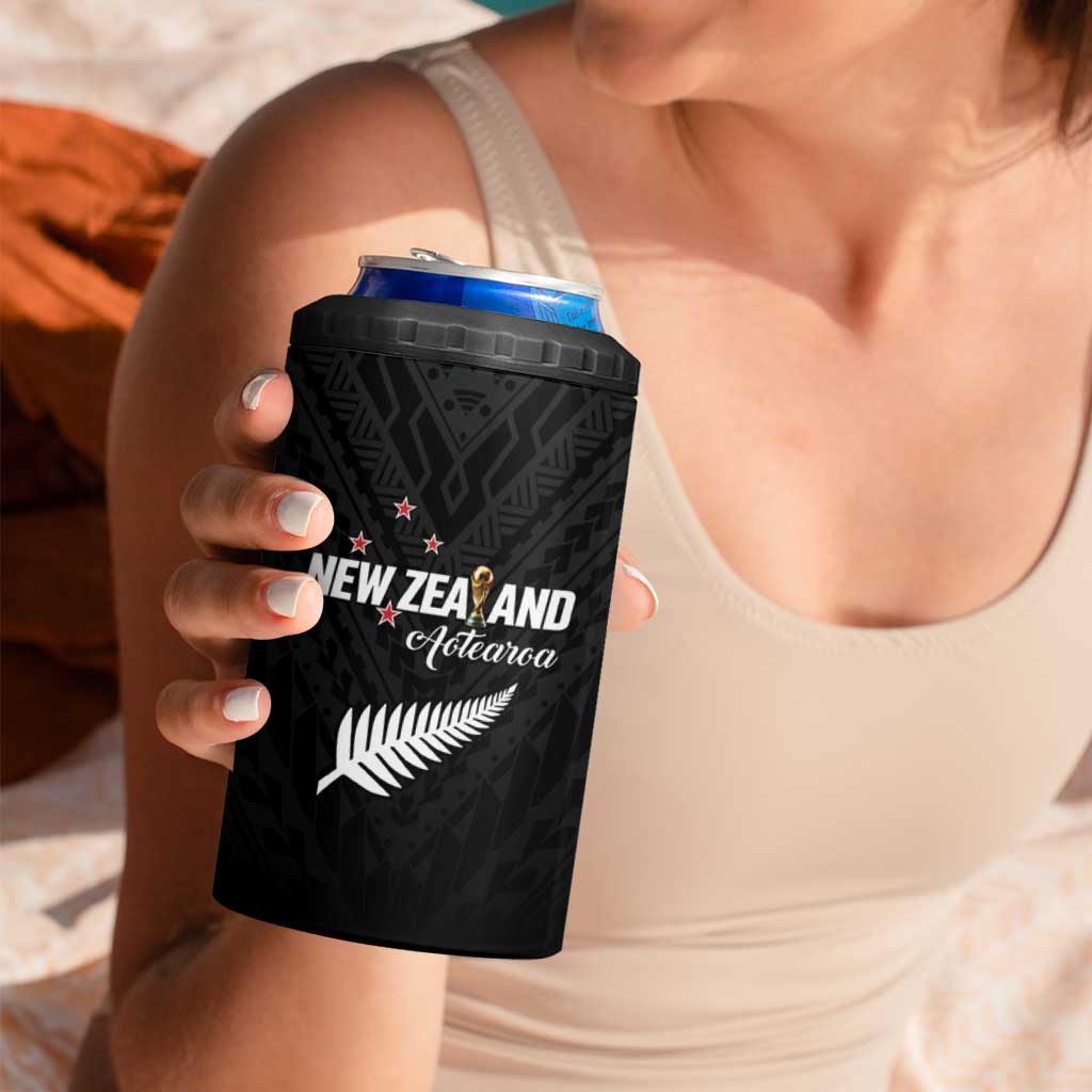 Custom Football New Zealand 4 in 1 Can Cooler Tumbler Aotearoa United Black Version LT01 - Polynesian Pride