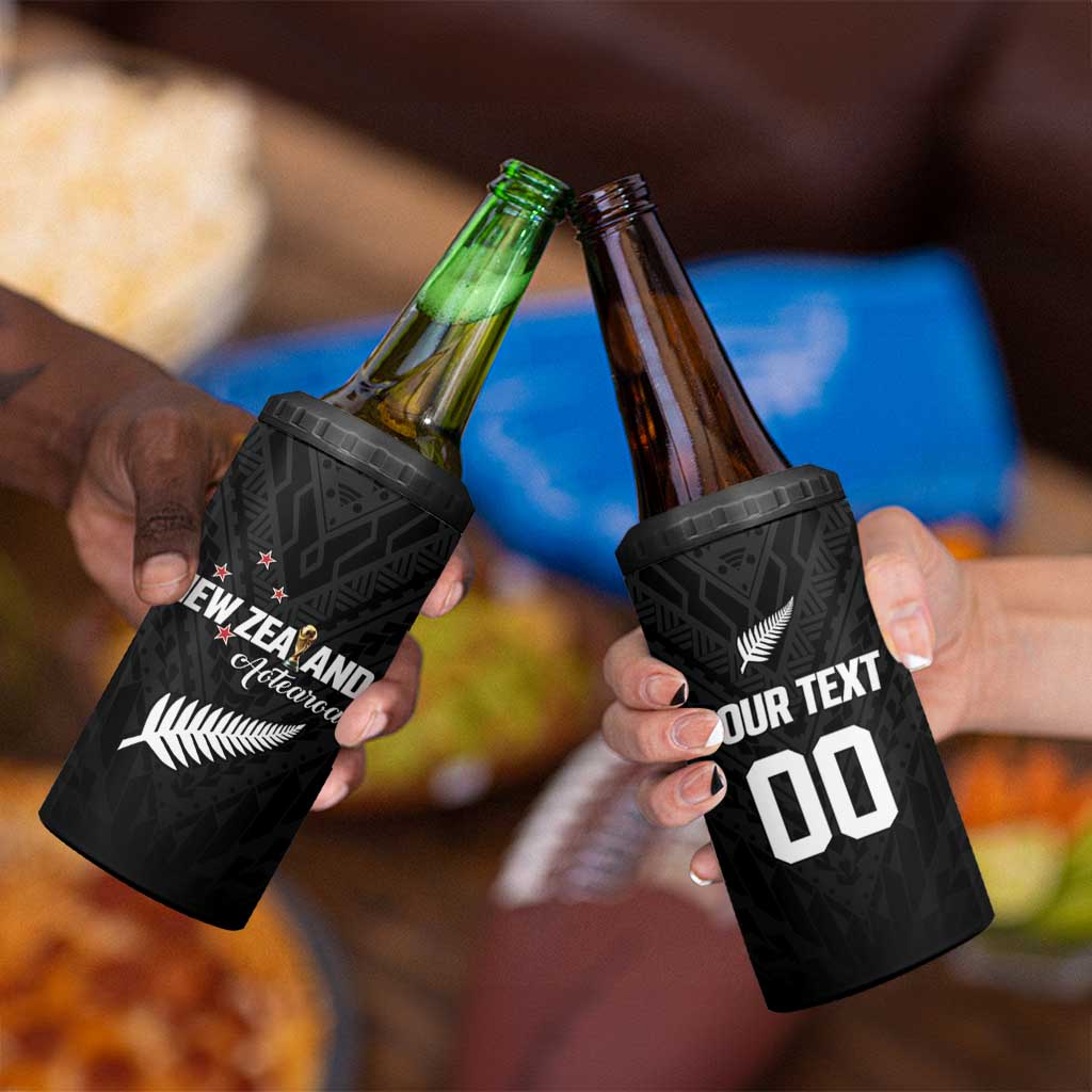 Custom Football New Zealand 4 in 1 Can Cooler Tumbler Aotearoa United Black Version LT01 - Polynesian Pride