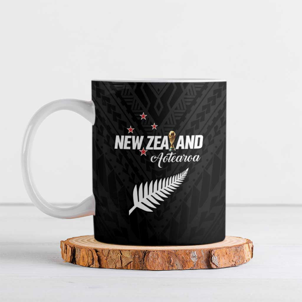 Custom Football New Zealand Ceramic Mug Aotearoa United Black Version - Polynesian Pride